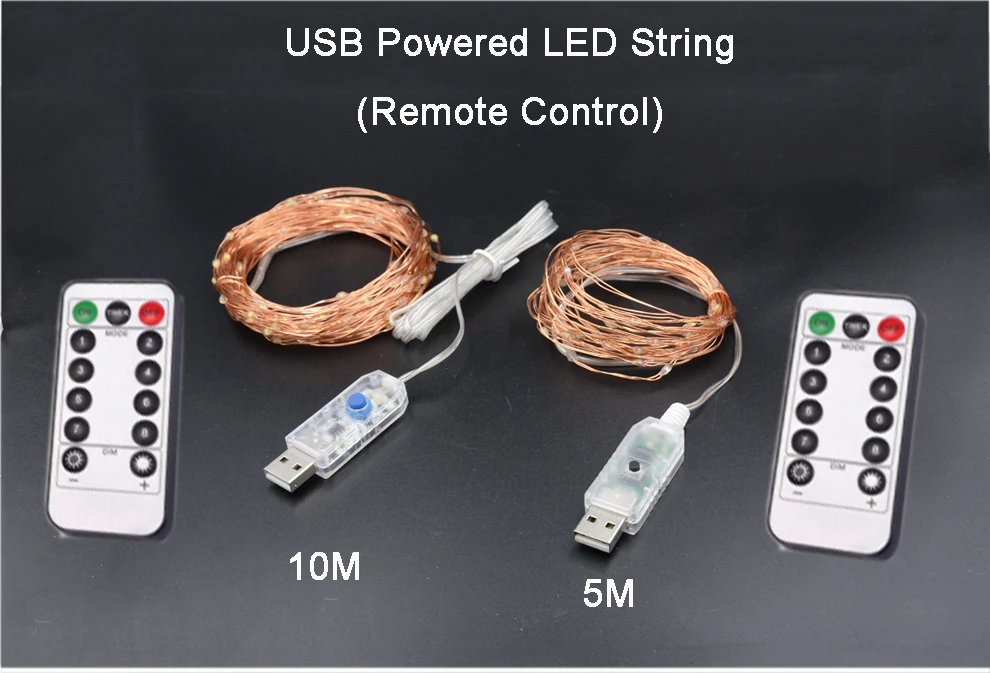 Удаленный Управление и таймер 5 м 50 светодио дный/10 м 100 светодио дный гибкая USB Медный провод Фея Строка свет Рождество декоративный свет