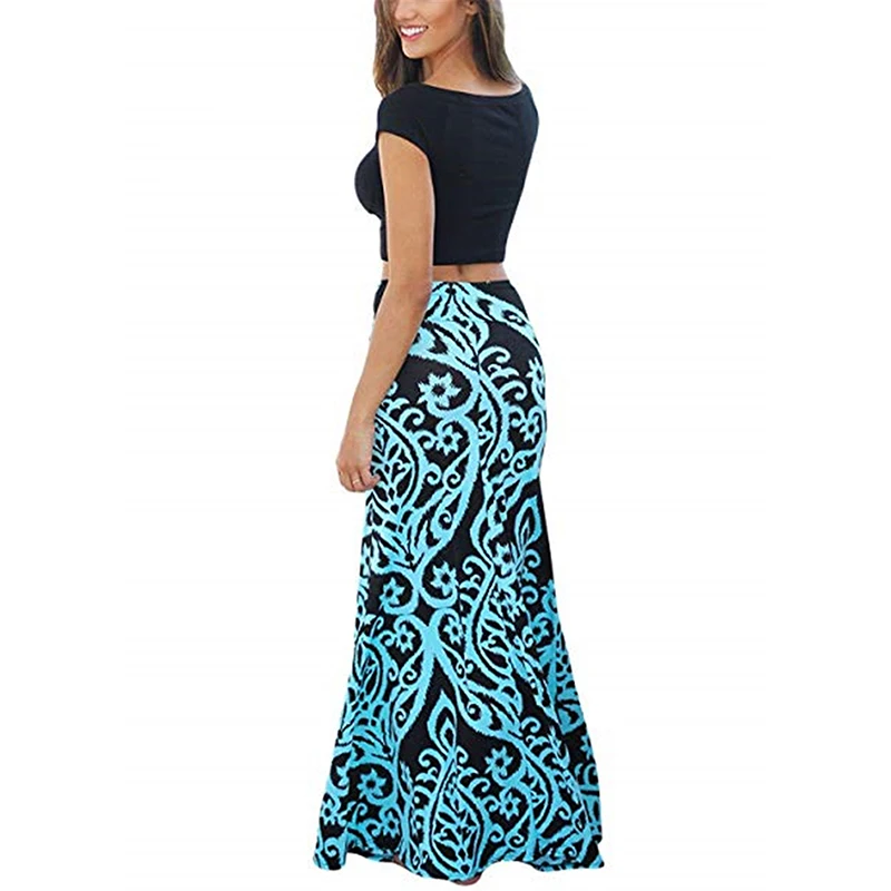 GAOKE весна осень Женская длинная Плиссированная юбка макси с принтом длинная юбка Elascity Повседневные Вечерние винтажные юбки