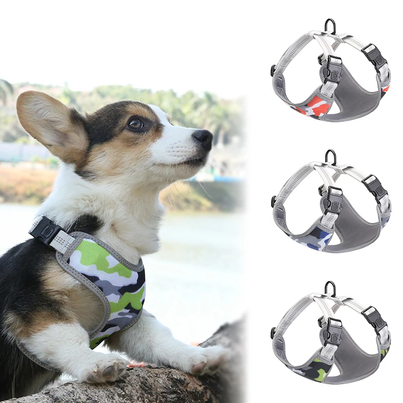 Reflective Adjustable Dog Harness Mesh Breathable Washable Pet Harnesses Vest Outdoor Walking Training Dogs Clothes Accessories