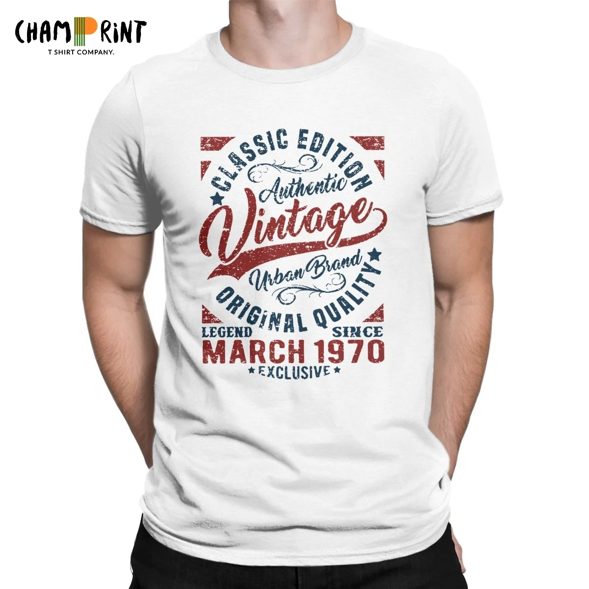 

Vintage Since March 1970 Men's T Shirts 50 Years Old 50th Birthday Gift Creative Tees O Neck T-Shirts Gift Idea Clothes