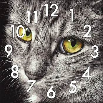 Dpsupr-Kit de pintura de diamante 5D con mecanismo de reloj, punto de cruz, bordado de diamantes cuadrados/redondos, mosaico de animales de gato para el hogar GJ3