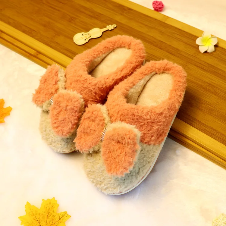 

cotton slipper Shoes Women's Winter Korean-style Bow Warm cotton slipper Household Anti-slip Trend Fluffy Shoes Shoes Trend Time