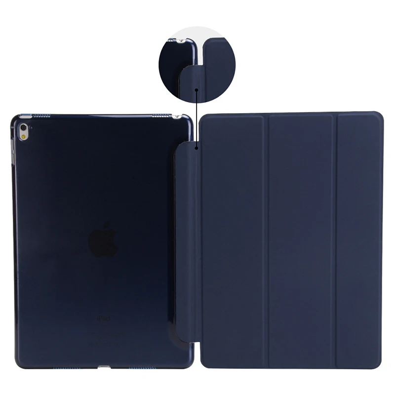Для iPad 9,7 чехол ультра тонкий из искусственной кожи Стенд смарт-чехол для iPad 5 6 Air 1 2 5th 6th поколения со стилусом+ пленка - Цвет: Deep Blue