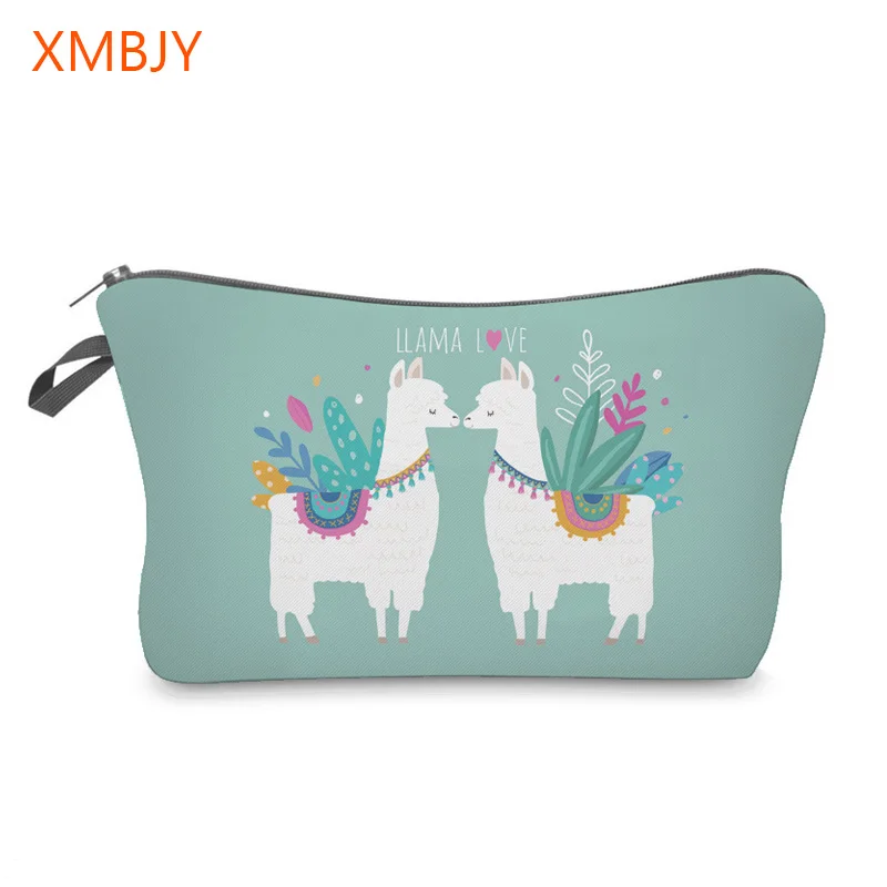 

Cute Alpaca Printing Sloth Llama Cosmetic Bag Multicolor Pattern Cosmetics Pouch Women Zipper Makeup Bag Travel Toiletry