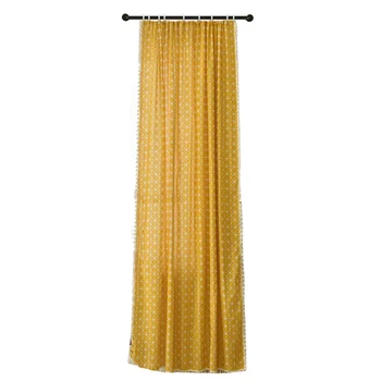 

Living Room Hotel Yellow With Tassels Bedroom Darkening Curtain Panel Window Shading Geometric Print Country Style Kitchen Soft