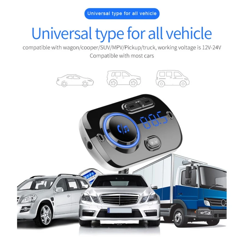 Горячая Bluetooth 5,0 fm-передатчик для автомобиля беспроводной fm-радио адаптер автомобильный комплект Hands-Free два usb порта