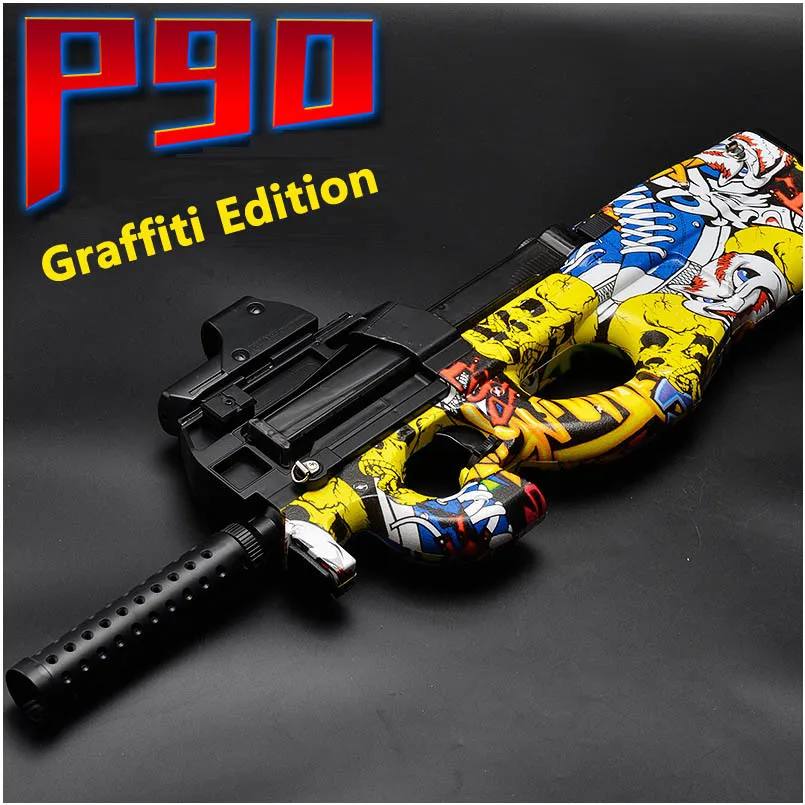 

new Electric P90 Graffiti Edition Toy Gun Live Assault Snipe Simulation Weapon Outdoor Soft Water Bullet Gun Toys For Boys Kids