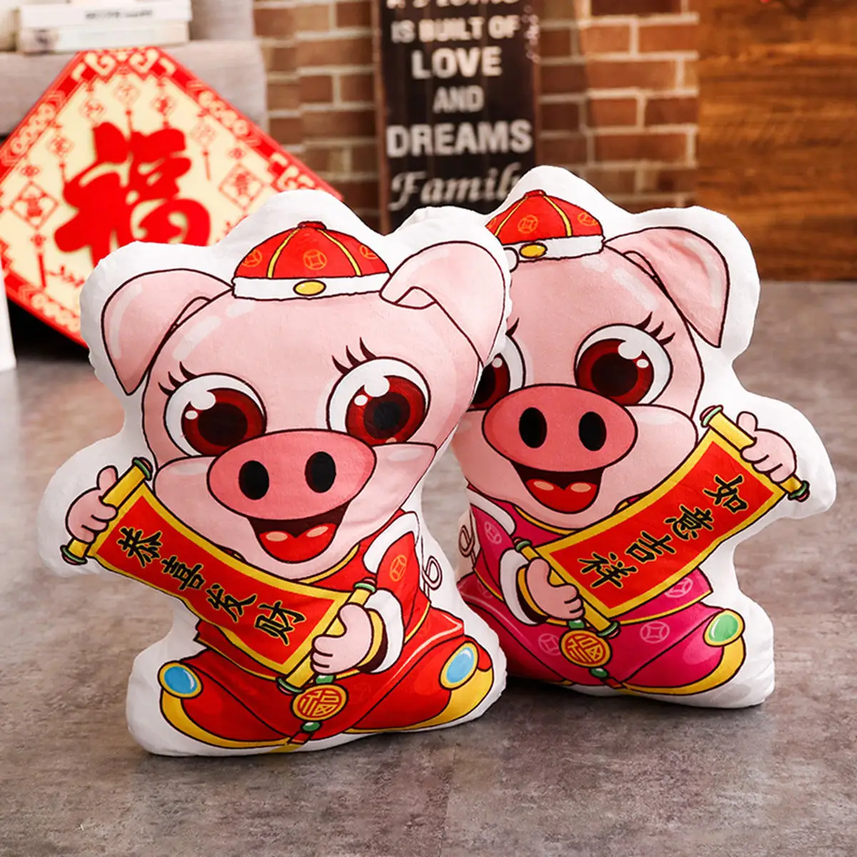 Yangzhou takara tomy hui новогодняя подушка с принтом свиньи, талисман, подарок, подушка с изображением счастливой свиньи, добавить логотип
