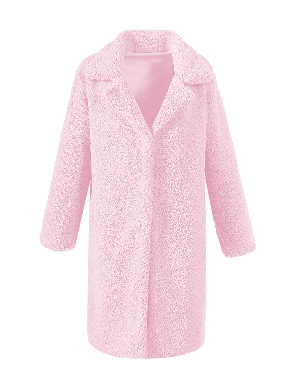 pink Новинка, плюшевое пальто из искусственного меха, длинное пальто, куртки на осень и зиму, Женское пальто из овечьей шерсти, одноцветная Толстая куртка размера плюс, одежда - Цвет: pink