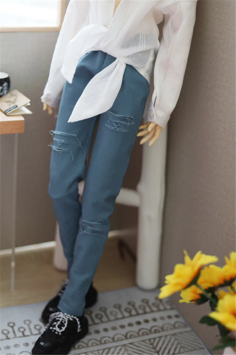 Одежда для куклы BJD подходящая размеров дяди 1/3 1/4 1/6 синие эластичные джинсовые