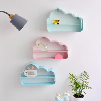 

Cloud Shape Wall Shelf Iron Decorative Wall Storage Rack Decorations For Kids Children Bedroom Simple Nordic Style Shelves