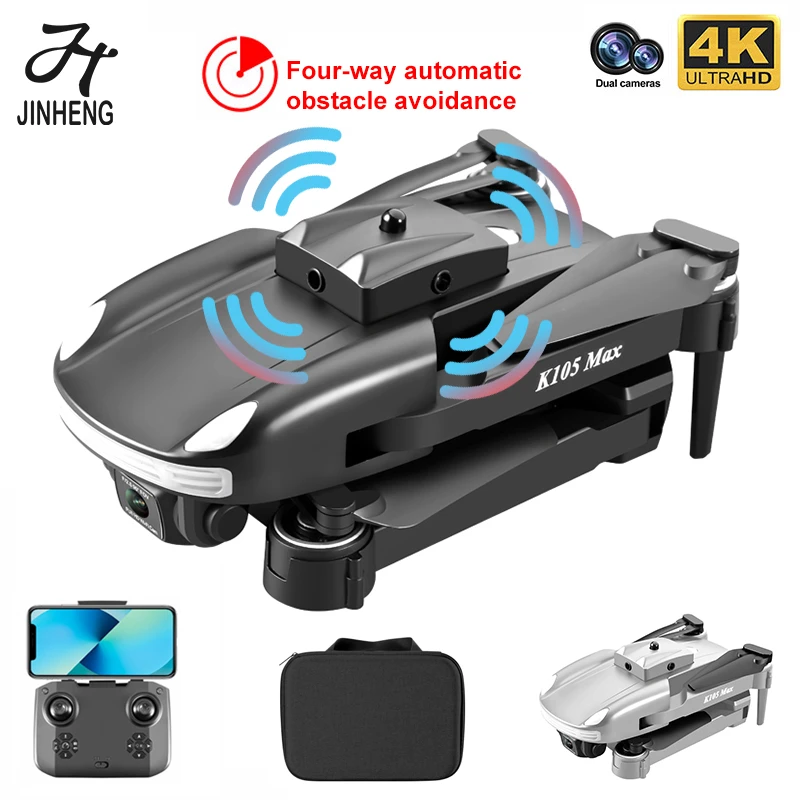 JINHENG 2022 New K105 Max Drone 4K HD Dual Camera With Obstacle Avoidance WiFi Fpv Foldable Quadcopter Toys For Children Hobbie quadcopter drone remote