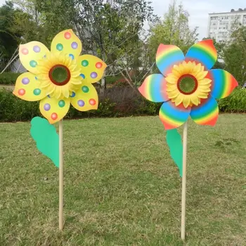 

Polka dot rainbow colorful Wooden Windmill Wind Spinner Pinwheels Home Garden Yard Decoration Kids Toys New