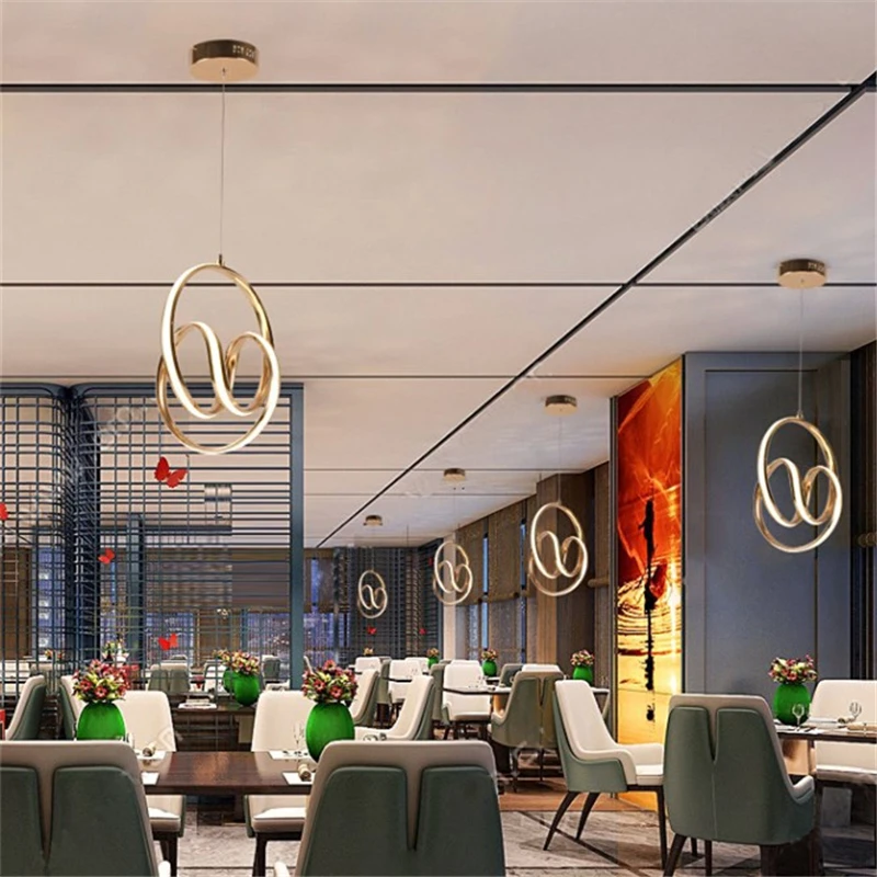 Modern Minimalist Led Pendant Lamp Art Spiral Design Restaurant Study Bar Counter Light Fixtures