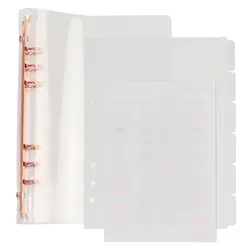 Classeur à feuilles A5 Rose doré, couverture pour planificateur, PVC A5, Transparent, avec 6 séparateurs d'onglets et autocollants mensuels 