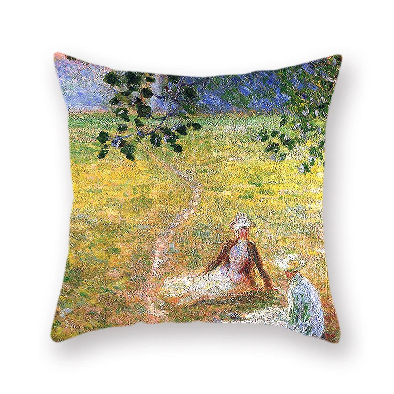 Monet кантри пейзаж маслом двусторонний чехол для подушки из полиэстера парусный дом скамейка наволочка украшение