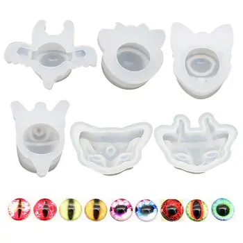 

6 Pcs/Set DIY Handmade Crystal Epoxy Mold Devil Eyes Shape Mould Cat Head Silicone Resin Pendant Molds