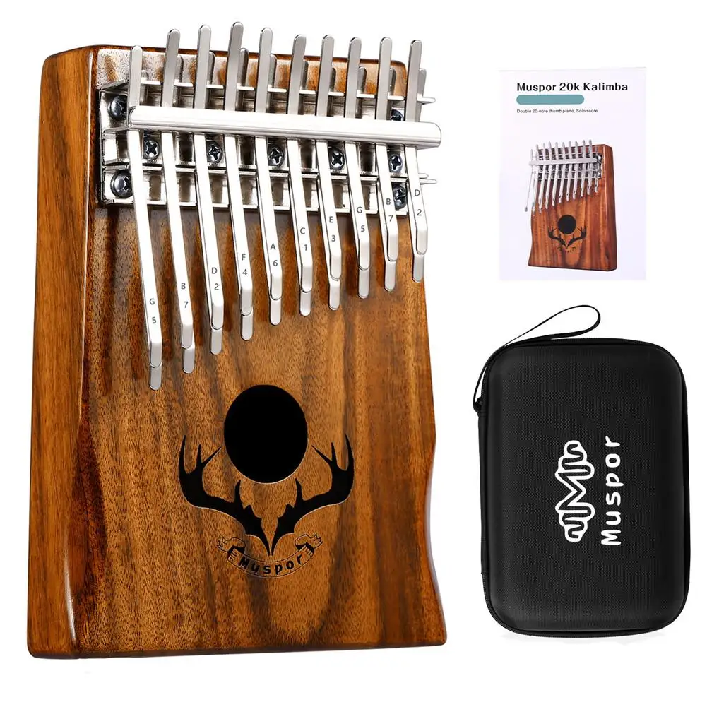 Muspor 20 клавиш Kalimba Mbira двойной слой большого пальца пианино клавиатура акации деревянный музыкальный инструмент с обучающей книгой Мелодия молоток