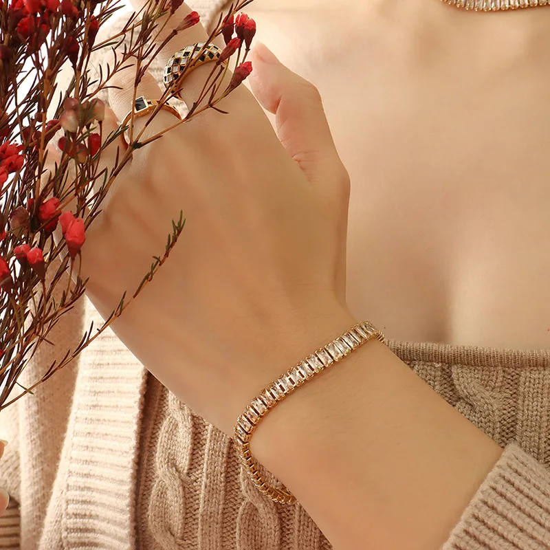 Bracciale Tennis Donna Oro E Argento – Zirconi Cubici 4 Mm, Acciaio Inox Ipoallergenico, Set Regalo Con Scatola Elegante