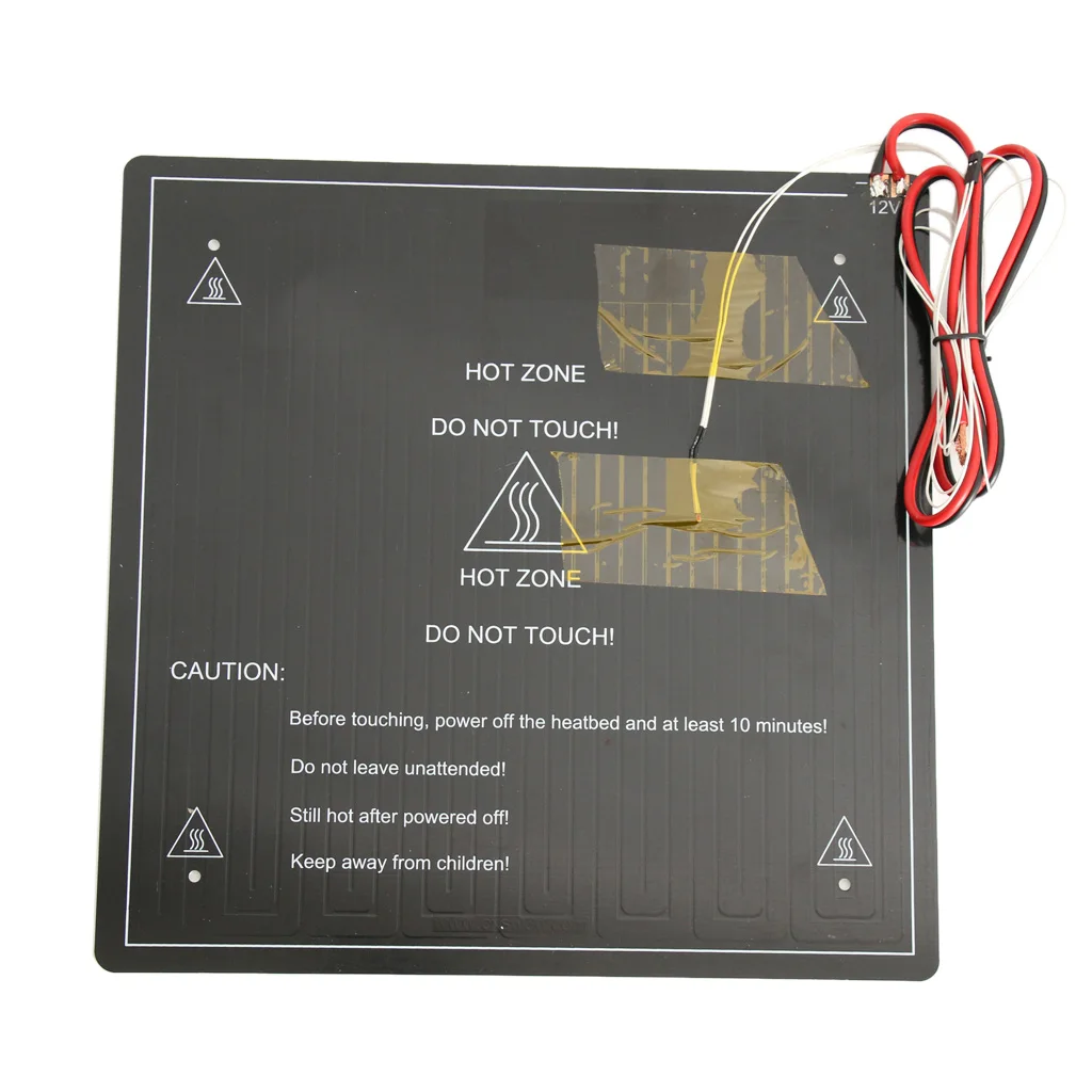 3D Printer Aluminum Heated Bed 12V Hot Bed with Thermal Cable for CR-10 Black 300*300*3mm