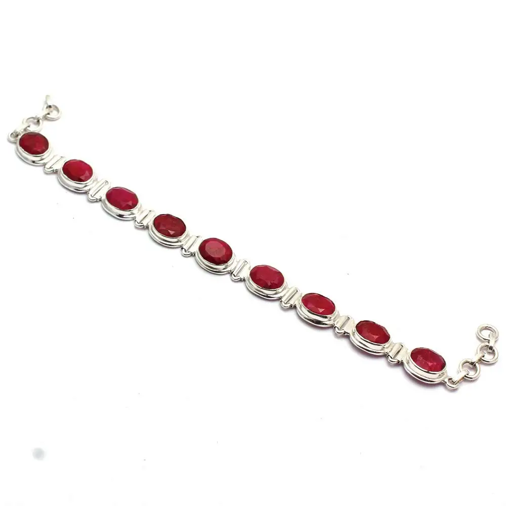 

Genuine Ruby Bracelet 925 Sterling Silver, 20 cm, 2SBR0109
