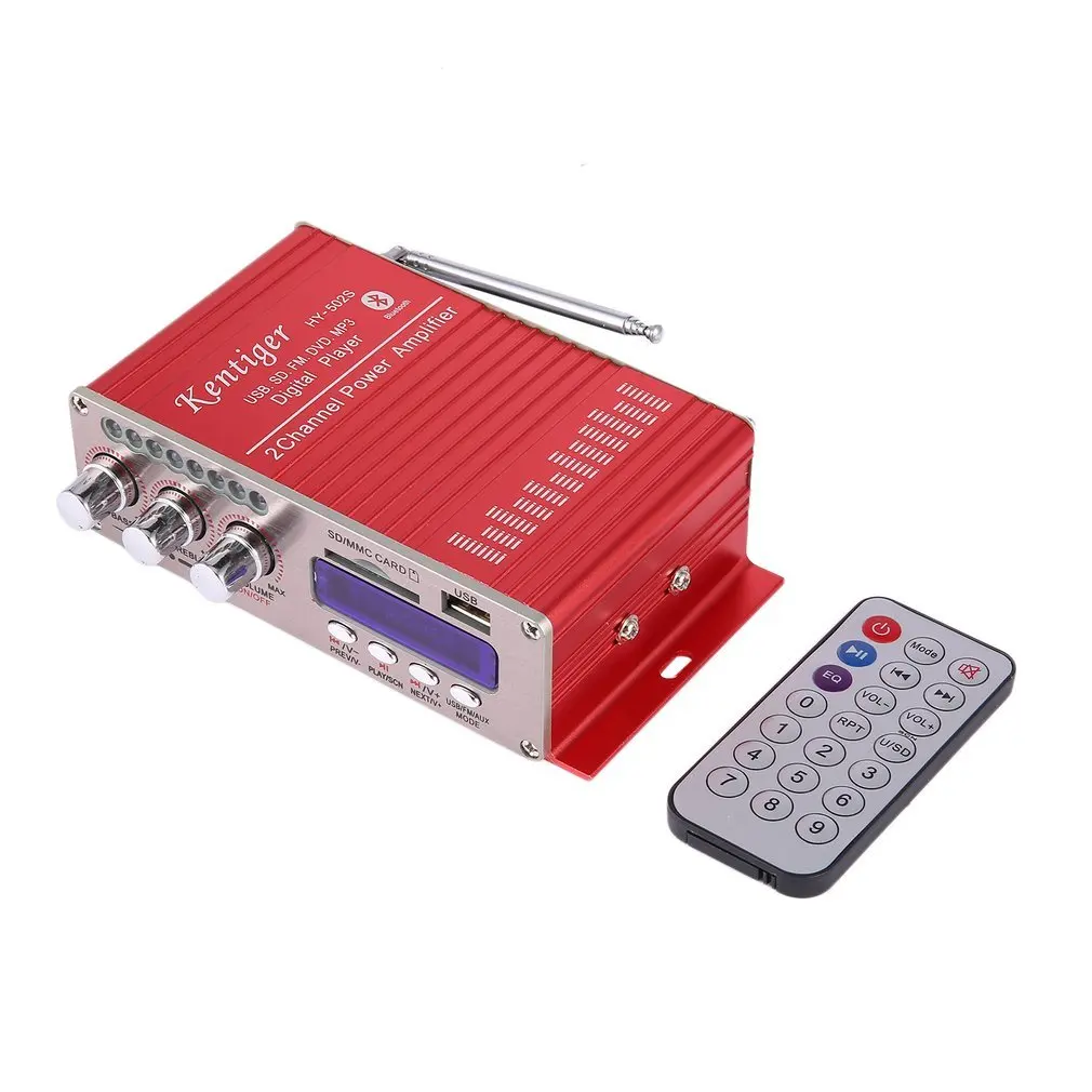 red Мини Bluetooth Hi-Fi стерео аудио Bluetooth усилитель мощности FM/MP3/SD/USB/DVD для iPod телефона автомобиля мотоцикла - Цвет: red