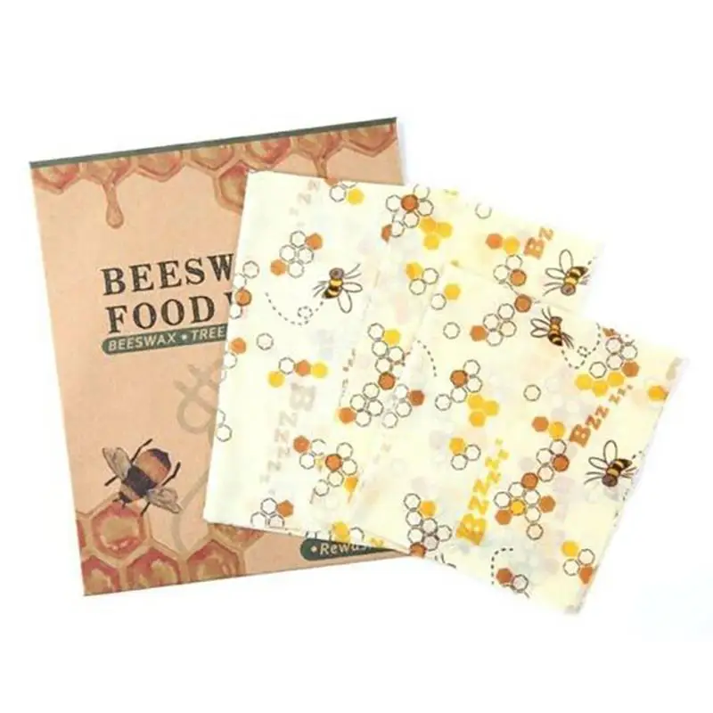 3pcs/Set Beeswax Wrap Cloth Fresh Keeping Sets Reusable Bee Beeswax Wrap Bees Wax Food Wraps Food Sealed Fresh-Keeping Cover