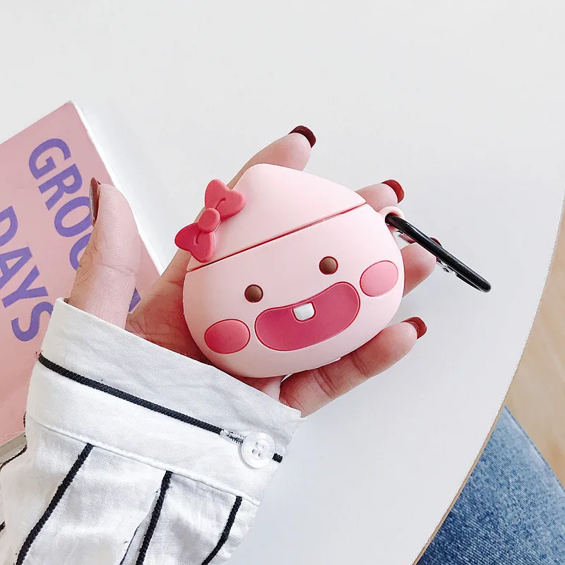 

For AirPod 2 Case 3D Honey Pink Peach Cartoon Soft Silicone Wireless Earphone Cases For Apple Airpods Case Cute Cover Funda