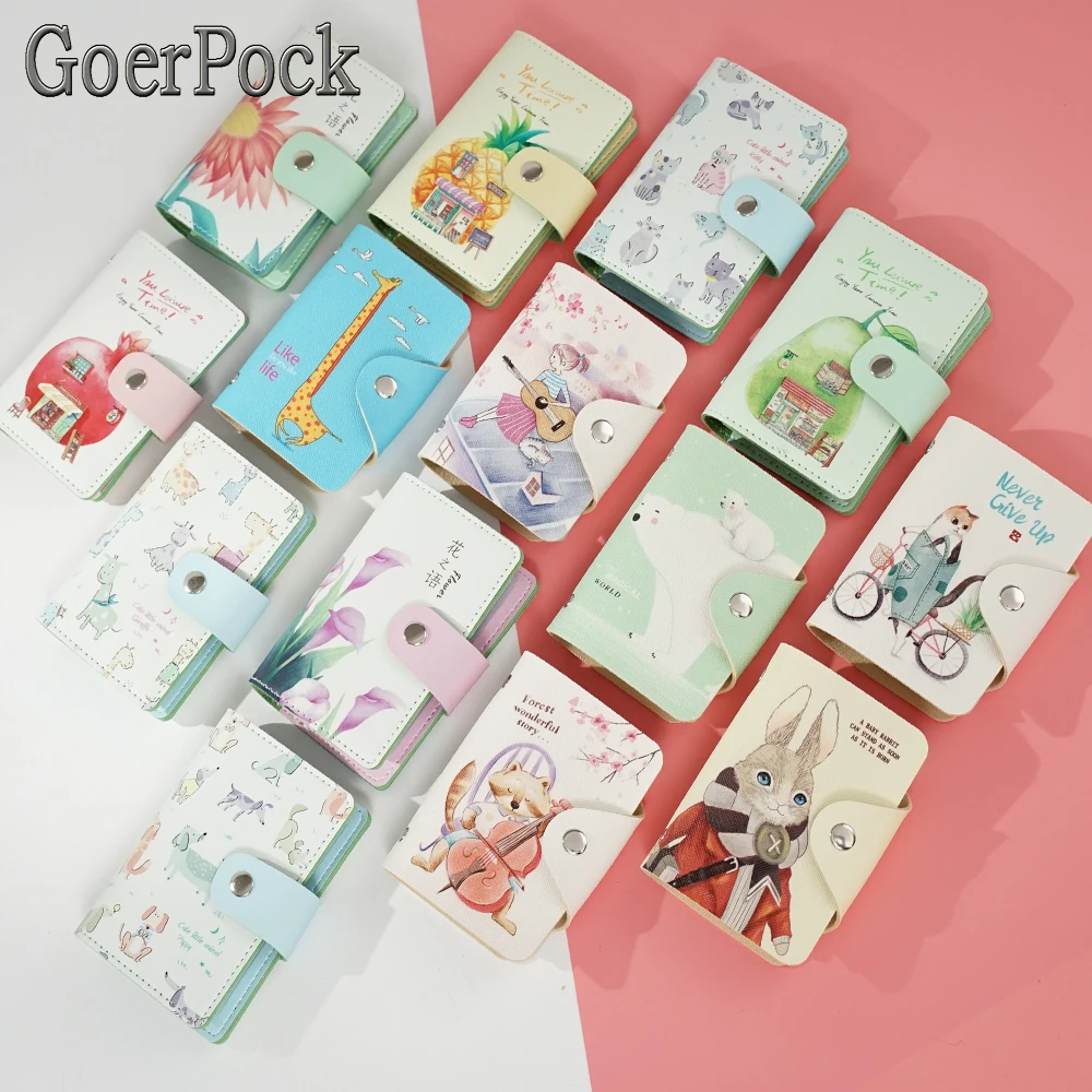 Fashion Cartoon PU Leather Function 20 Bits Card Case Business Casual Card Holder Men Women Credit Passport Bag ID Passport