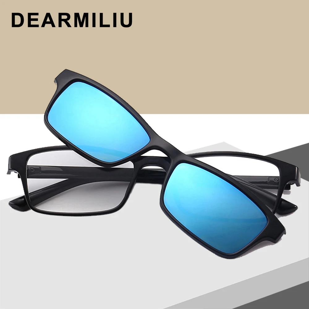 DEARMILIU новая прямоугольная рамка Красочные Модные трендовые солнцезащитные очки для мужчин и женщин клипса линзы прозрачное Видение Солнцезащитные очки TR90