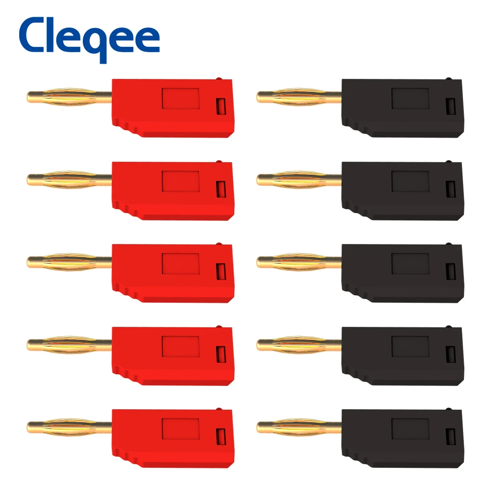 Cleqee P3012 10 шт. 2 мм банановый штекер Джек позолоченный медный Штабелируемый
