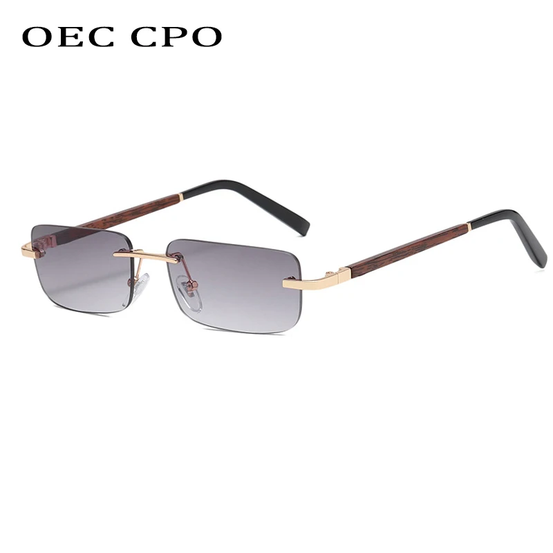 

OEC CPO Fashion Rimless Sunglasses Women Vintage Rectangle Sunglasses Men Shades Ladies Frameless Square Glasses Eyeglasses