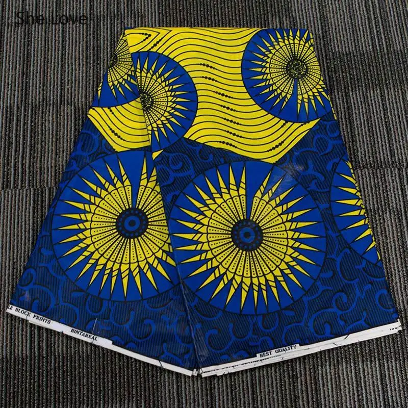 

She Love 1Yard Ankara African Wax Prints Fabric 100% Cotton African Real Wax Fabric For Women Dress Making Crafts