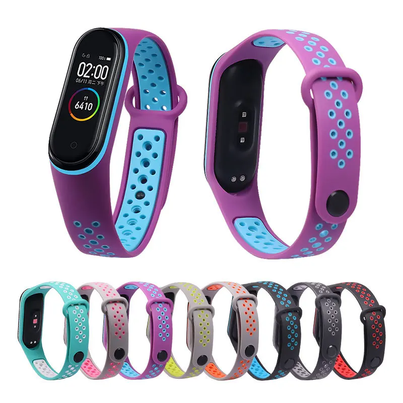 Дышащий ремешок для Mi Band 5 4 3 6 nfc спортивный силиконовый часов аксессуары