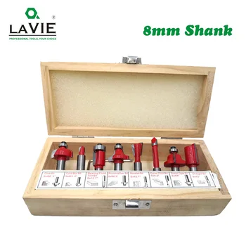 

LAVIE 8pcs 8mm Router Bits Set Trimming Flush Bit Straight Milling Cutter for Wood Bit Tungsten Carbide Cutting Tool Woodworking Trim Bits Sets MC02006-8