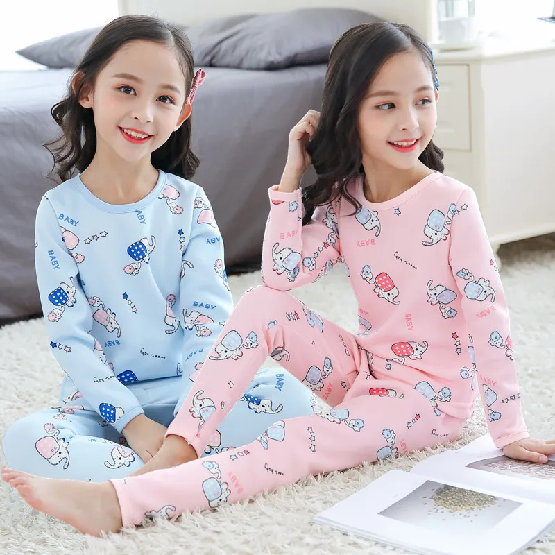 

CHILDREN'S Underwear Suit 2018 New Style Fall And Winter Clothes Girls Brushed And Thick Warm Big Boy Long Sleeve Pajamas Baby