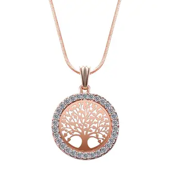 

Tree of Life Crystal Round Small Pendant Necklace Gold Silver Colors Bijoux Collier Elegant Women Jewelry Gifts on party