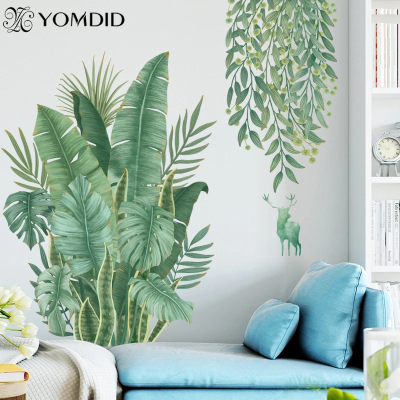 Tropical Plants Banana Leaf Wall Stickers For Living Room Bedroom