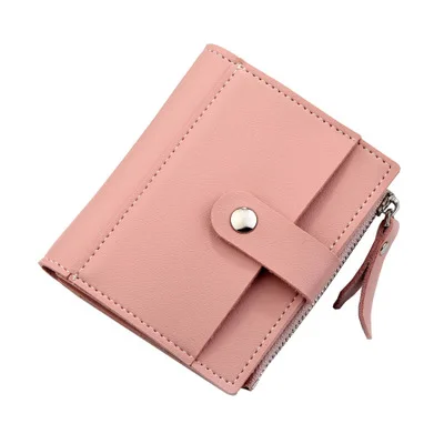 Pink short Женский кошелек, Женский кошелек, длинный, на застежке и молнии, из искусственной кожи, кошельки, держатель для карт, Женский кошелек, новинка - Цвет: Pink short