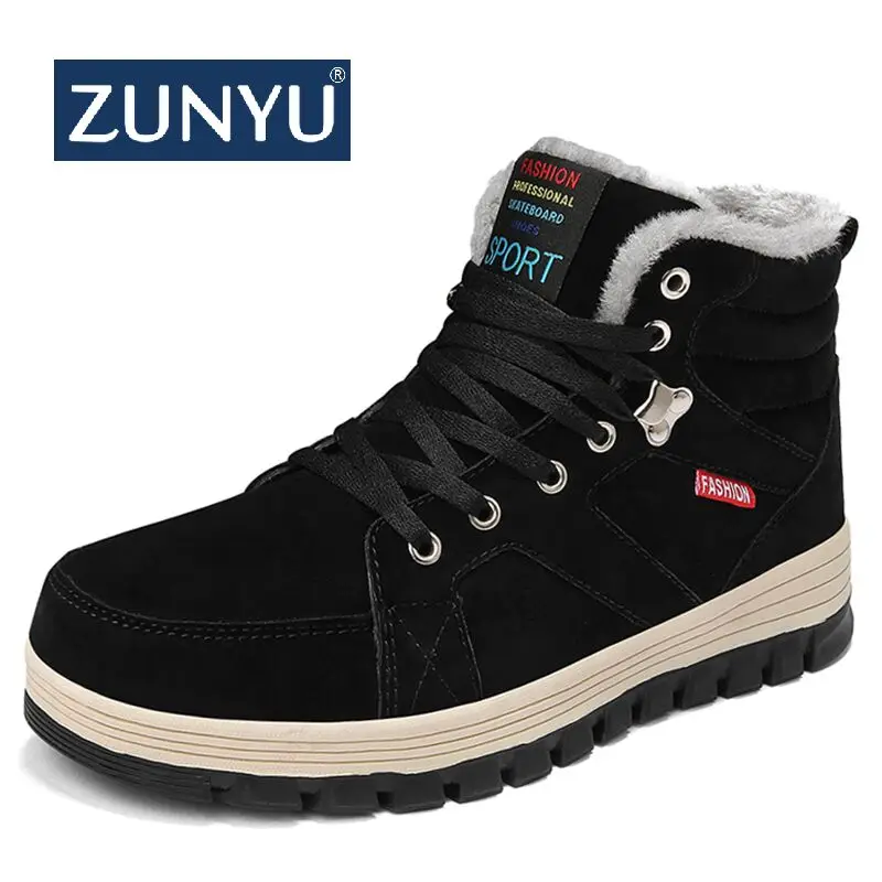 ZUNYU/Новые мужские ботинки теплые зимние с плюшем повседневные рабочая обувь