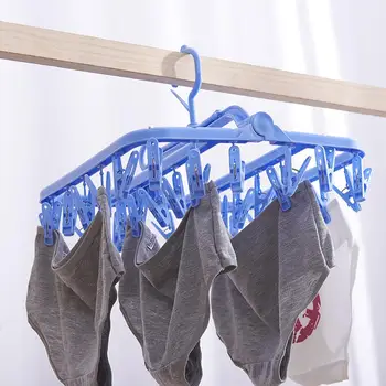 

32 Clips Portable Socks Cloth Hanger Rack Folding Drying Storage Holder Dyring Rack For Socks Bra Underware