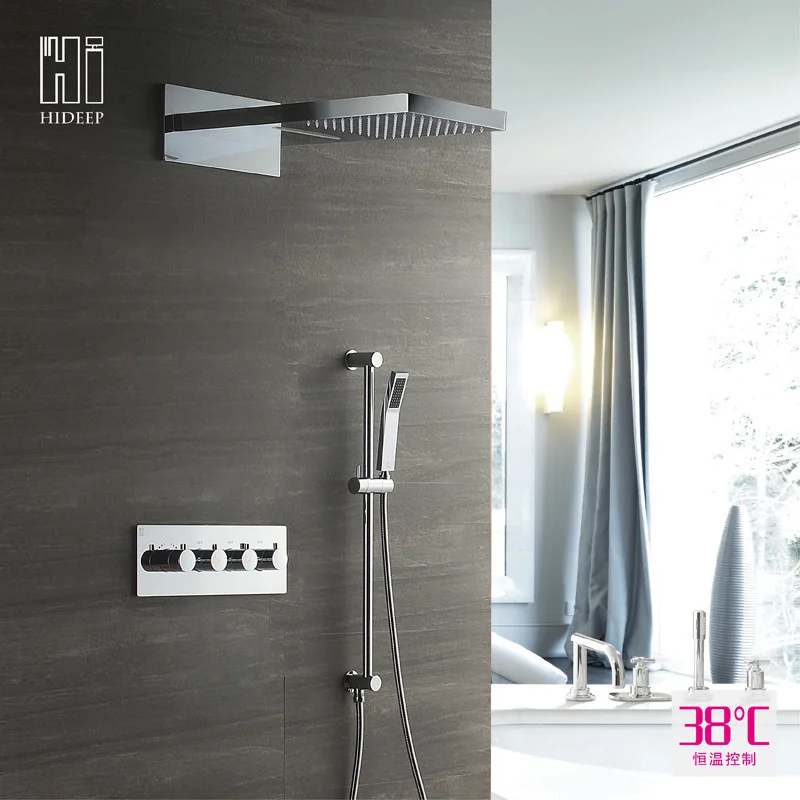 

Dark Outfit Constant Temperature Shower Shower Suit Three Function Income Wall Type Raindance Top Spray Full Copper Shower