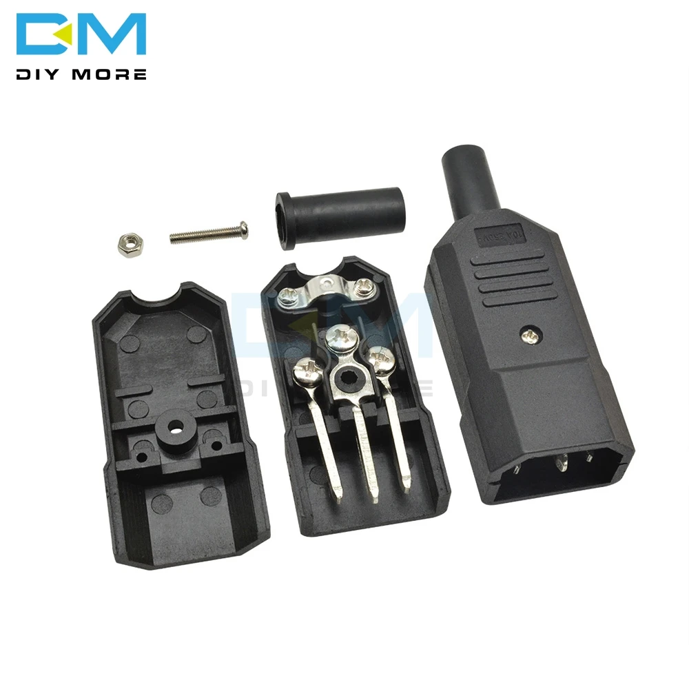 AC-013A AC 250V 10A Мужской адаптер питания Железный сердечник 3 клеммы IEC320 C13 Разъем