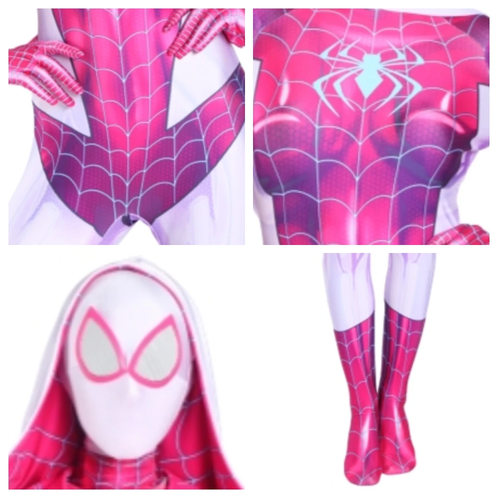 2020 The Amazing Spider Hero Cosplay Gwen Stacy Costume Spandex Zentai Mask Hoodie Spider Zentai Suit Anti-Gwenom for Women Girl 2020 The Amazing Spider Hero Cosplay Gwen Stacy Costume Spandex Zentai Mask Hoodie Spider Zentai Suit Anti-Gwenom for Women Girl