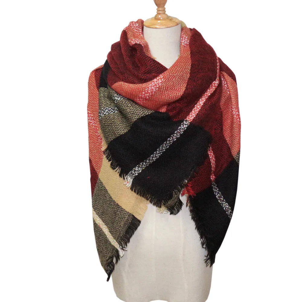 Клетчатый зимний шарф женский тёплый платок однотонные шарфы модные шарфы на каждый день кашемир Bufandas Hombre женские шарфы