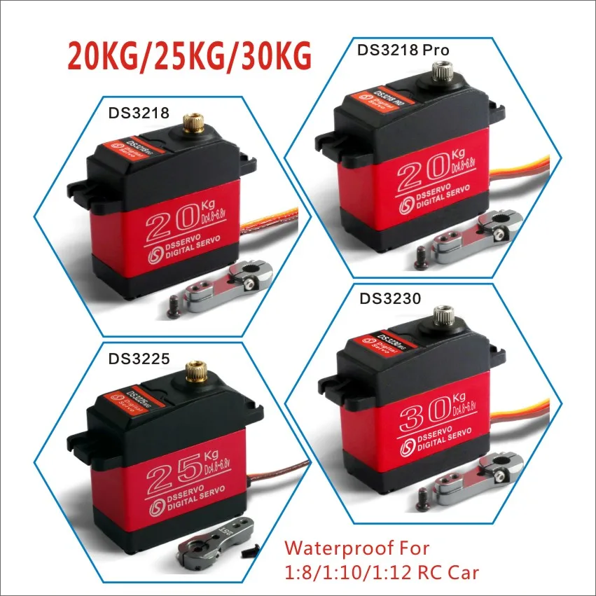 1 X Waterproof servo 20KG 25KG 30 KG and high speed metal gear digital servo baja servo for 1/8 1/10 Scale RC Cars