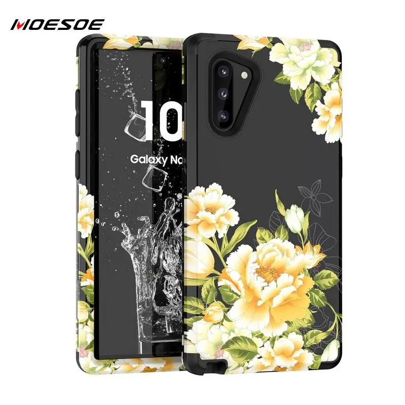 

Peony Flower Phone Case For Samsung Galaxy Note 9 10 Plus S10 S9 Plus Armor Case Luxury Hybrid 3 in 1 Shockproof Hard Cover Case