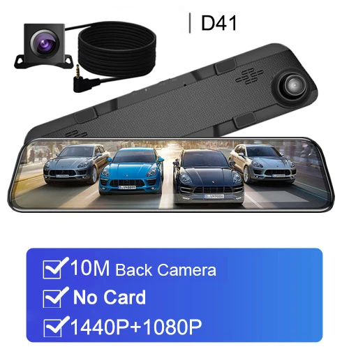 10m Rear Lens 2K видео 1" поток автомобиля зеркало заднего вида DVR 2.5D экран супер ночного видения видеорегистратор камера видео рекордер двойной Cam Регистратор - Название цвета: 10m Rear Lens