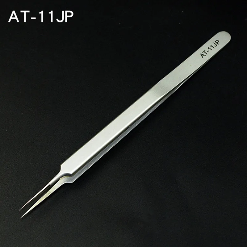 Precision Stainless Steel AT-11JP Straight AT-15JP Curved Ultra Thin Fly Line Tweezers Set For Industrial Phone Repair Tools