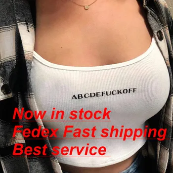 

Women Fashion Vest Summer Sexy Letters Print Short Crop Tops Camisole Sleeveless Casual Lady Sling Slim T-Shirt